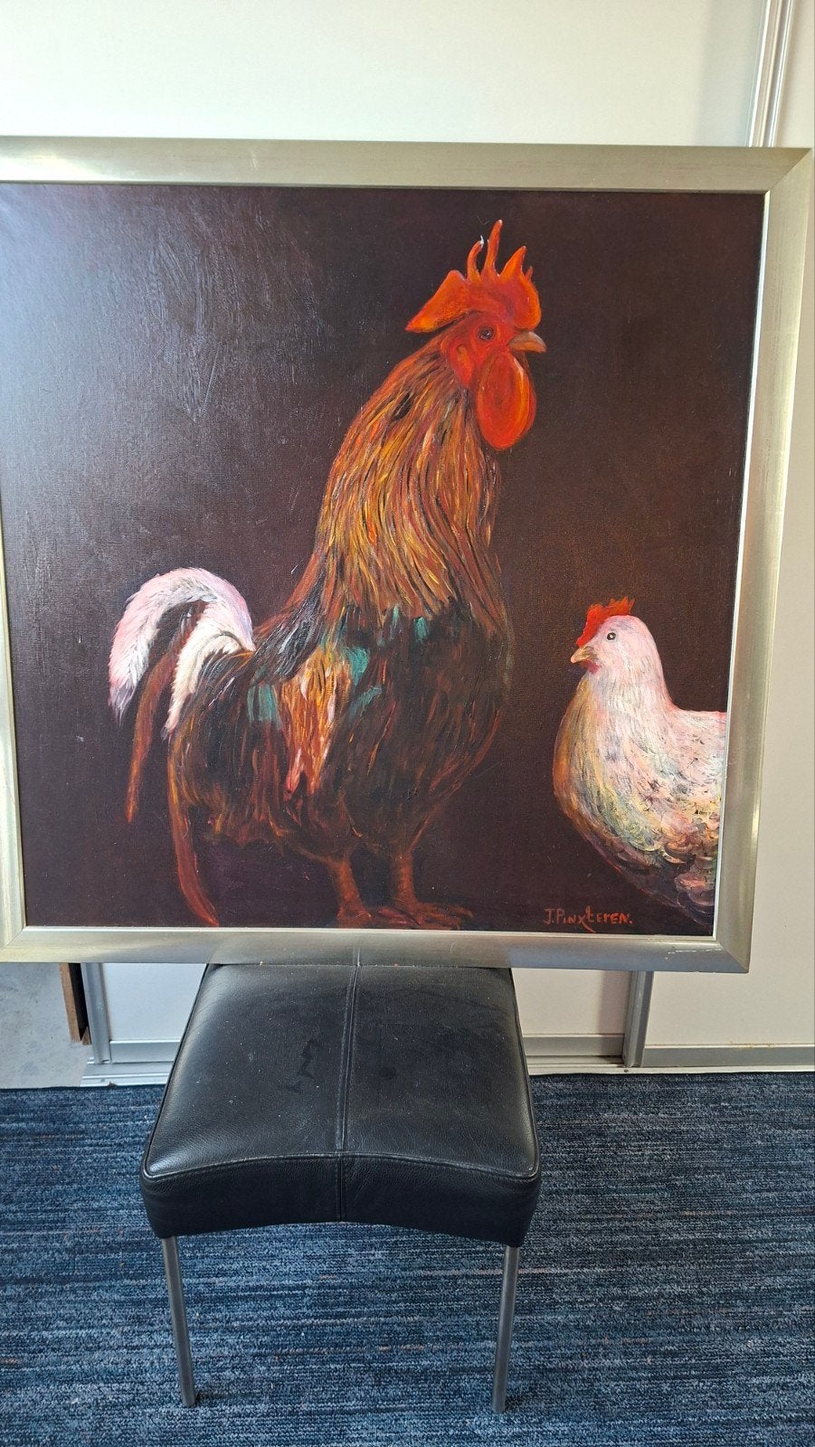 Uniek Schilderij: Haan en Kip, slechts 2 exemplaren, Doek, Realistisch, Dieren, Ophalen of Verzenden