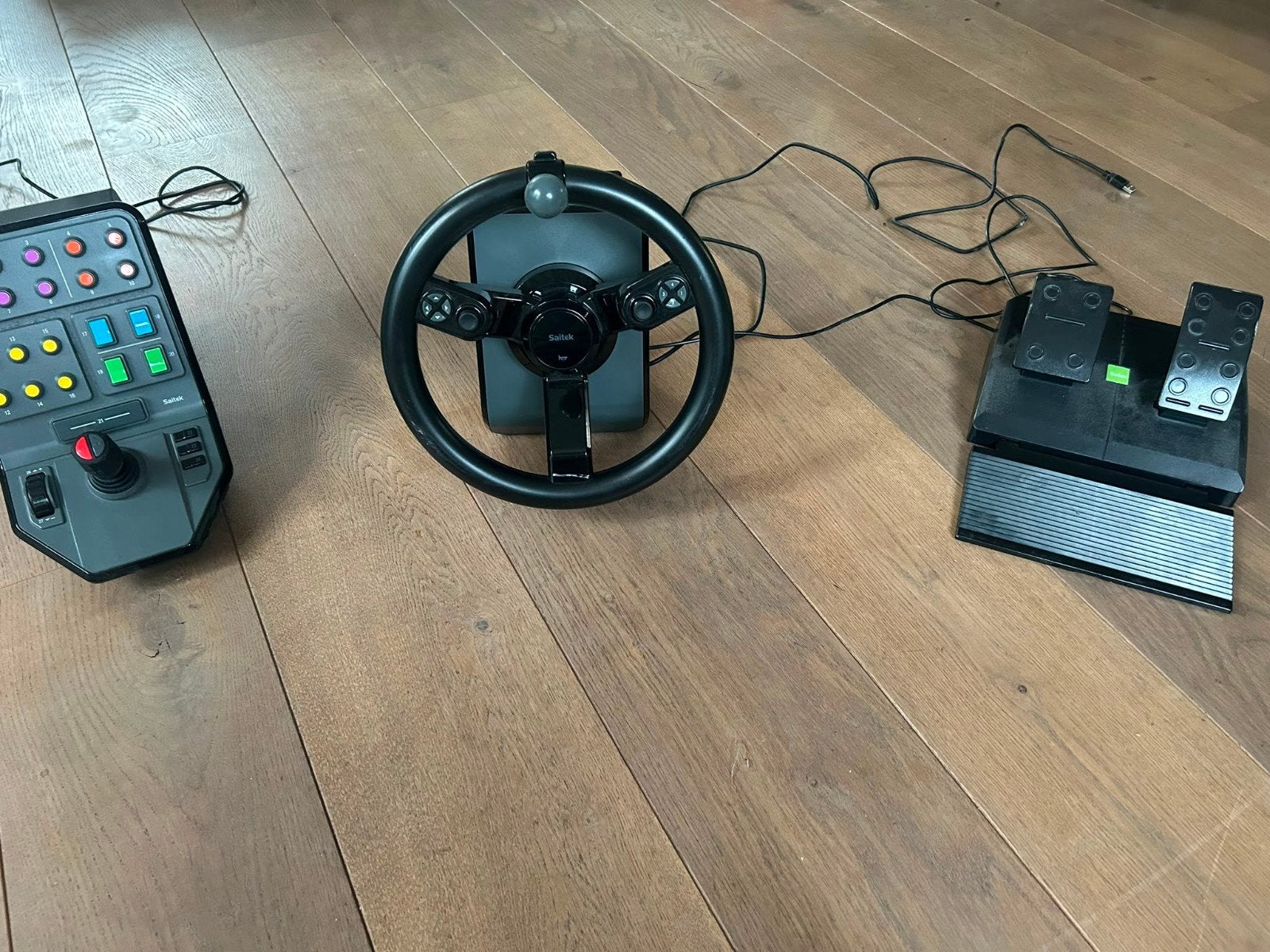Saitek Farm Simulator stuur, pedalen en zijpaneel, Racestuur, Gebruikt, PC, Overige merken
