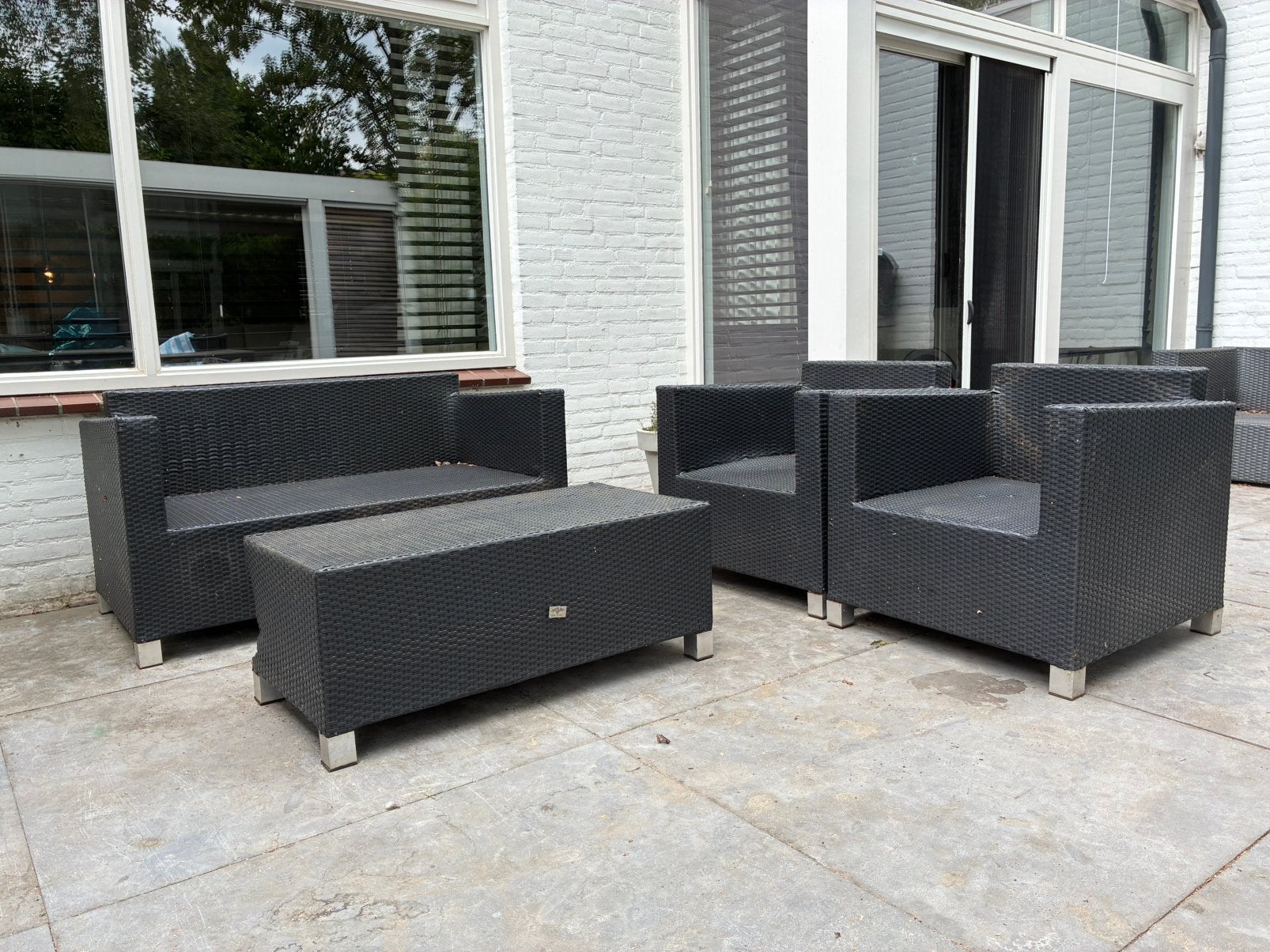 Loungeset / tuinset antraciet Bois le Duc (zonder kussens), Tuin en Terras, Tuinsets en Loungesets, Ophalen, 4 zitplaatsen, Gebruikt