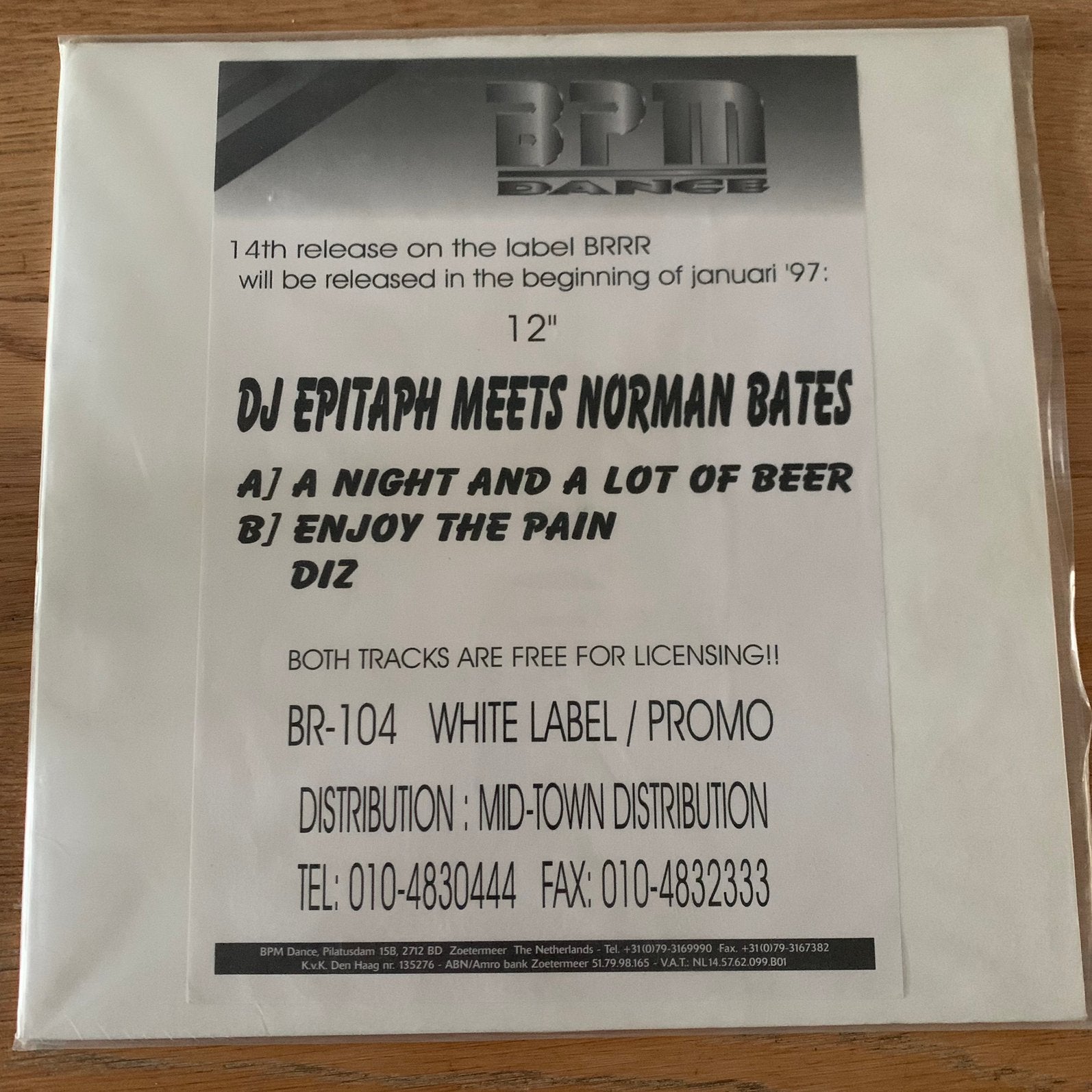 DJ Epitaph meets Norman Bates - A Night And A Lot Of Beer, Gebruikt, Hardcore, Ophalen of Verzenden, EP
