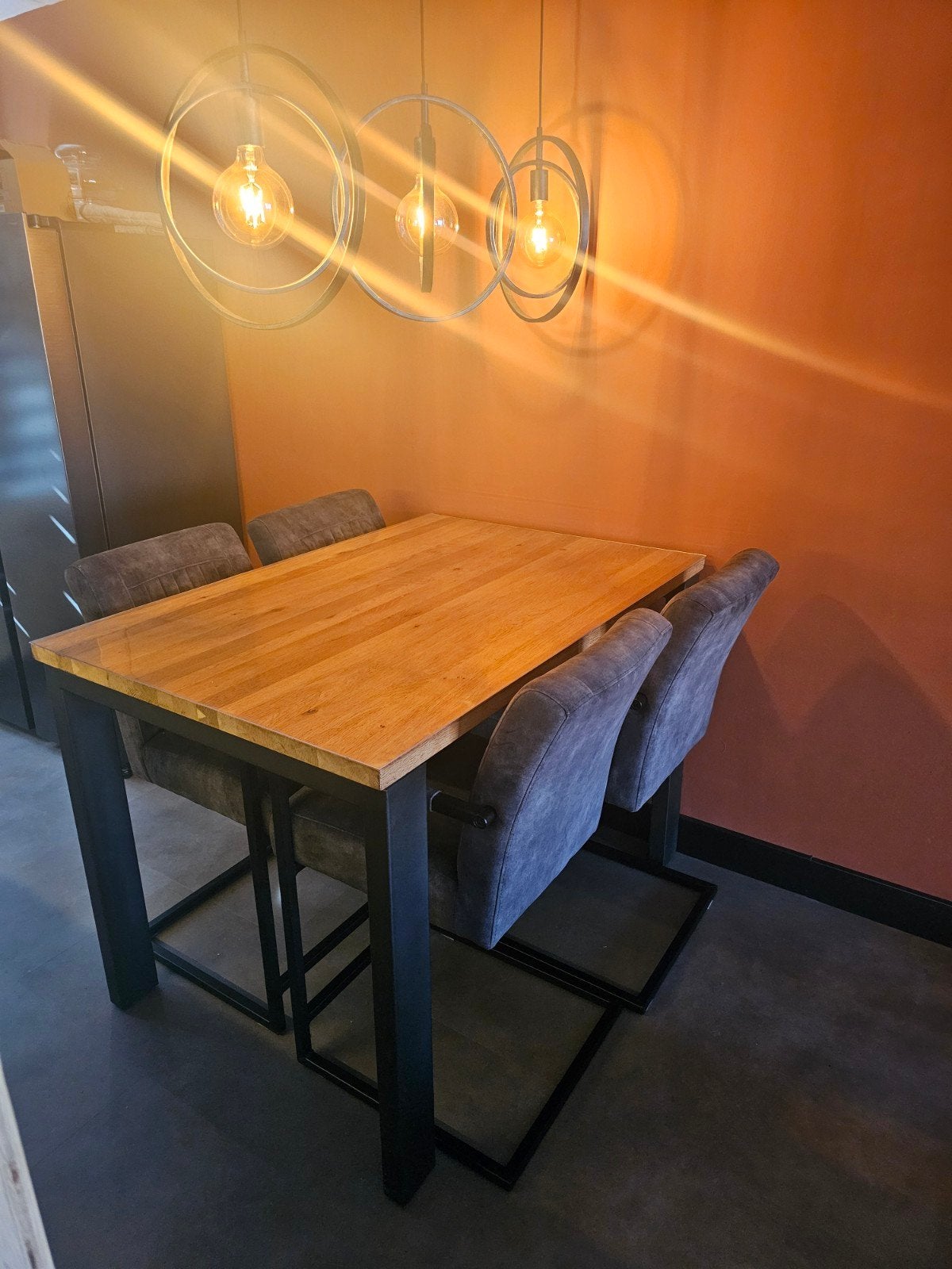 Eikenhouten tafel met 5 stoelen (130x90x92cm), Huis en Inrichting, Tafels | Eettafels, Gebruikt, 100 tot 150 cm, Eikenhout, Vijf personen of meer