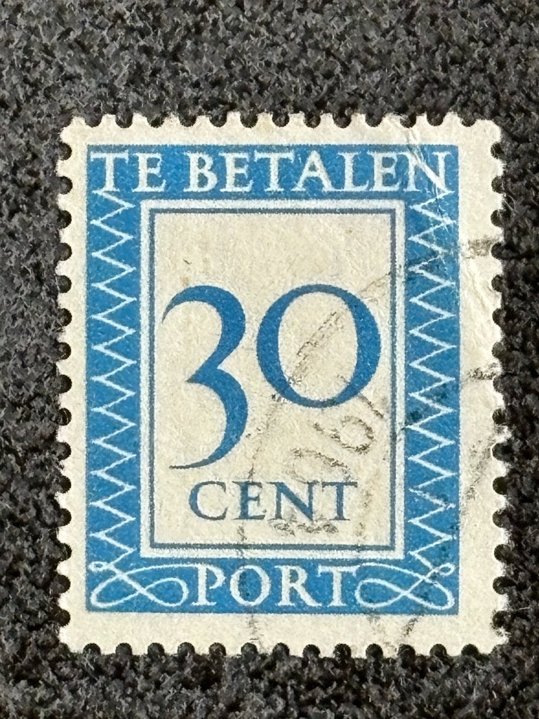 1947 NVPH P97a Port 30 ct verticaal watermerk gestempeld, Postzegels en Munten, Ophalen of Verzenden, Na 1940, Gestempeld