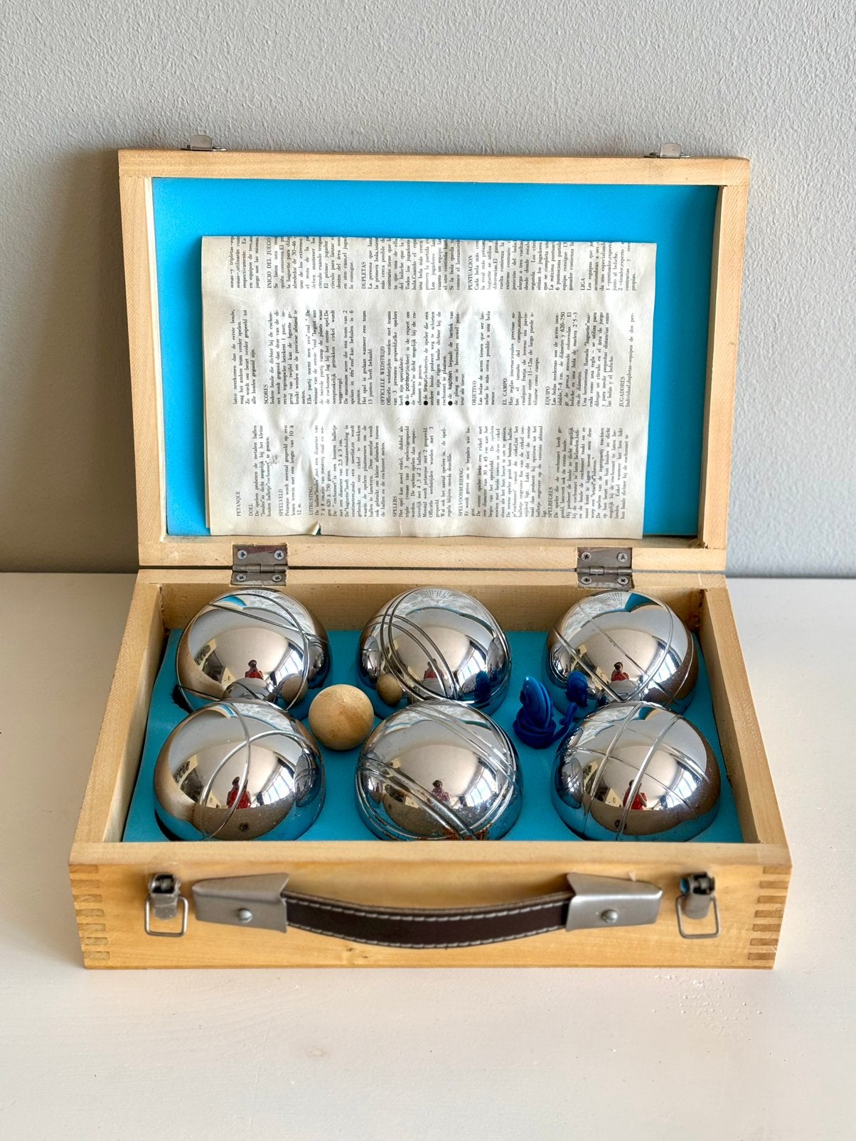 Complete vintage petanque jeu de boules set in houten kist, Ophalen of Verzenden, Nieuw