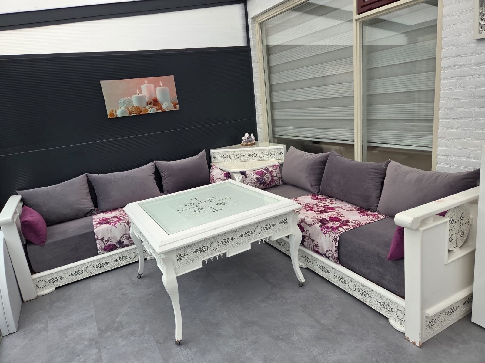Sedari hoekbank met tafel - 210x210 cm, Huis en Inrichting, Ophalen, Gebruikt, Minder dan 75 cm, Hoekbank
