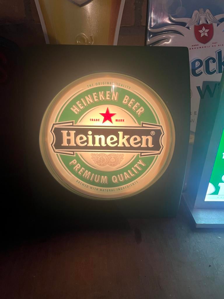 Heineken Lichtbak - Reclamebord 2 stuks, Verzamelen, Merken en Reclamevoorwerpen, Ophalen of Verzenden, Gebruikt, Lichtbak of (neon) lamp