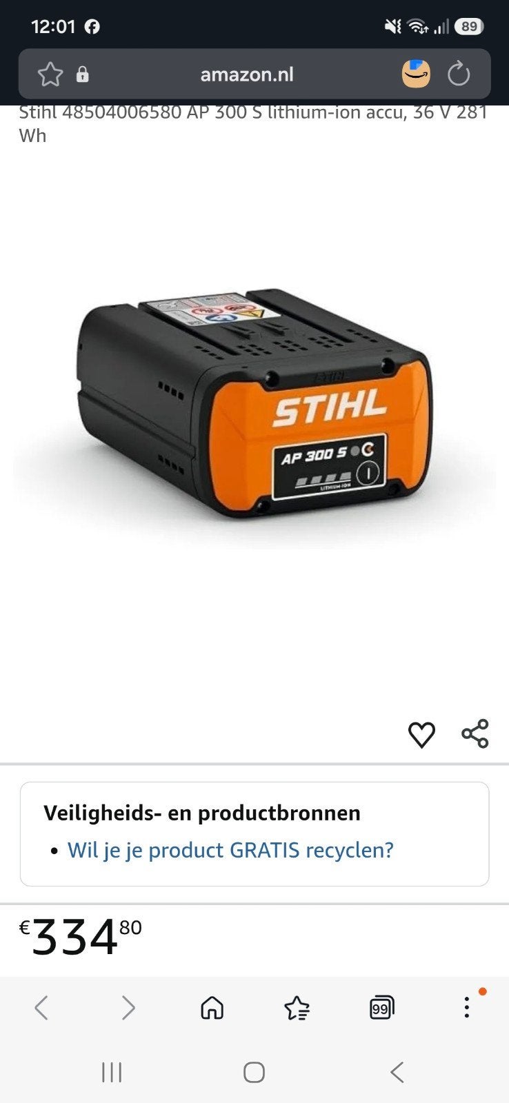 Stihl AP 300 S Accu 36V 281 Wh Li-ion, Ophalen of Verzenden