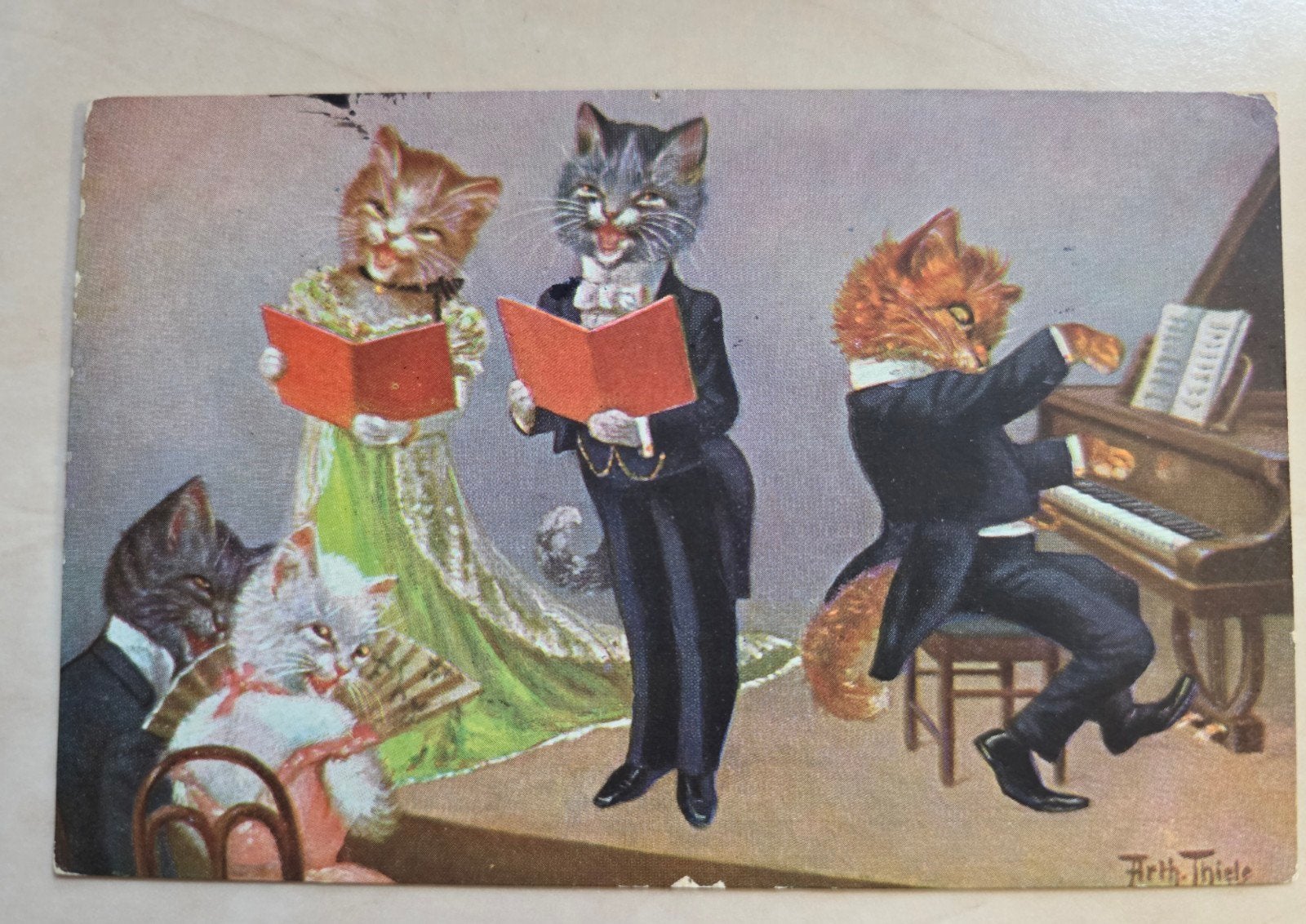 153)ANSICHTKAART ARTHUR THIELE 1929 ANTROPOMORFE KATTEN, Verzamelen, Verzenden, 1920 tot 1940, Gelopen, Hond of Kat