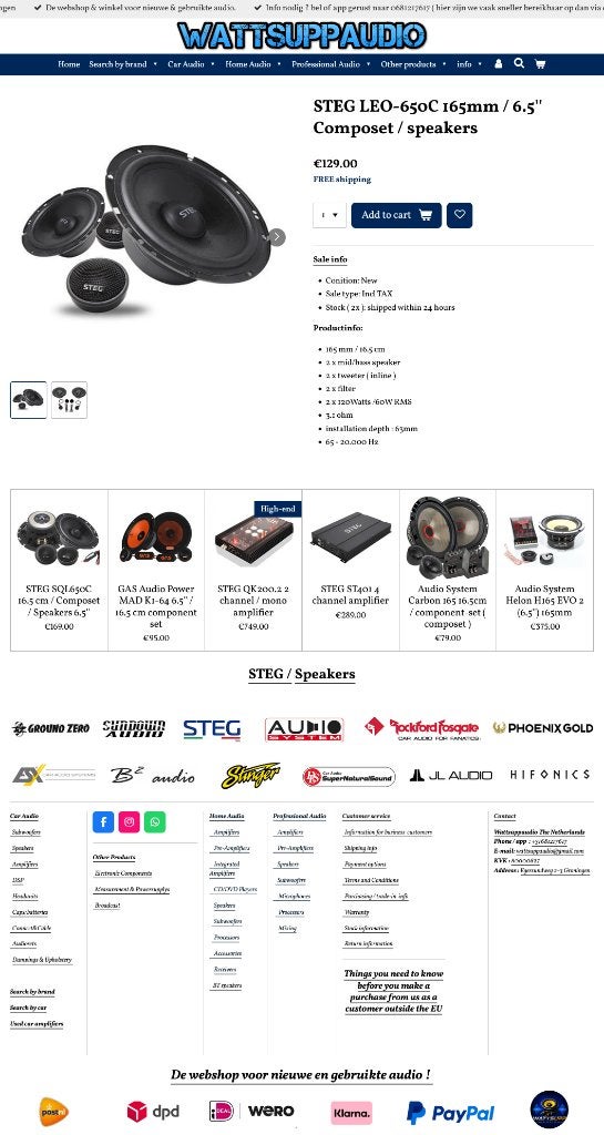 STEG LEO-650C 165mm / 6.5'' Composet / speakers, Hifi-Focus, Aalsmeerderweg 173 1432 CL, Aalsmeer, Nieuw, Ophalen of Verzenden