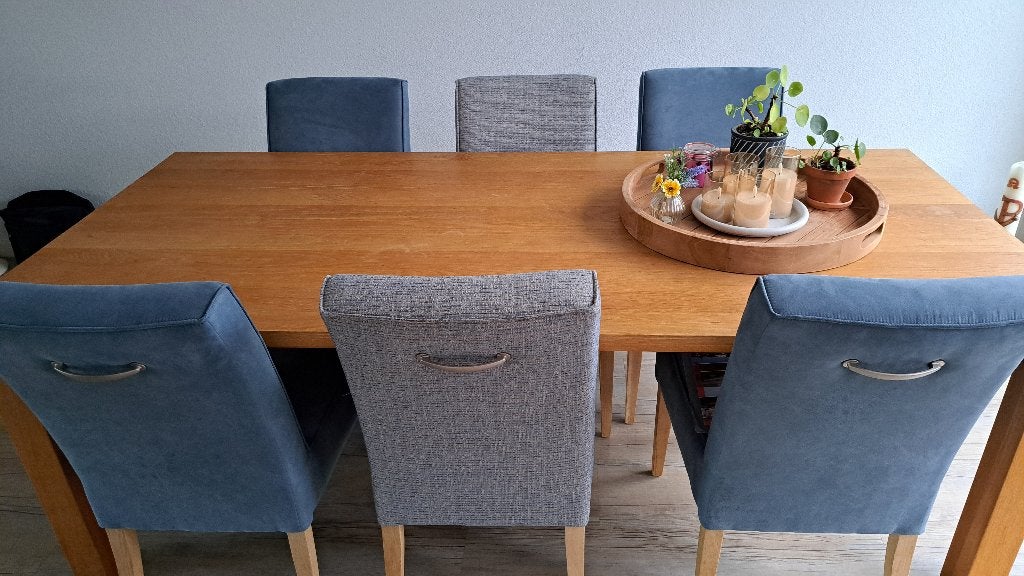 Blank Eiken Tafel - 100 x 220 cm, Huis en Inrichting, Tafels | Eettafels, Ophalen, Gebruikt, 100 tot 150 cm, Eikenhout