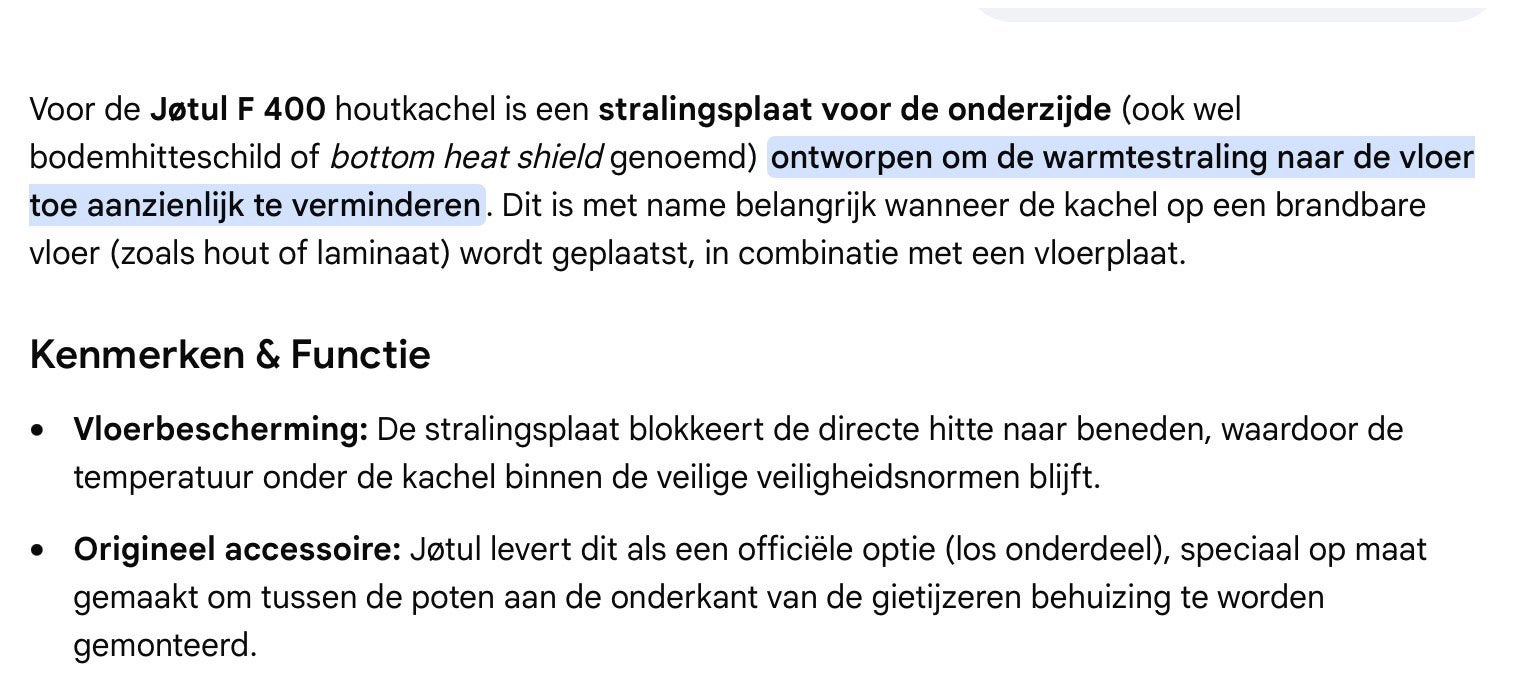 Jotul F400 - hittebestendige bodemplaat, Ophalen, Vrijstaande haard, Houthaard