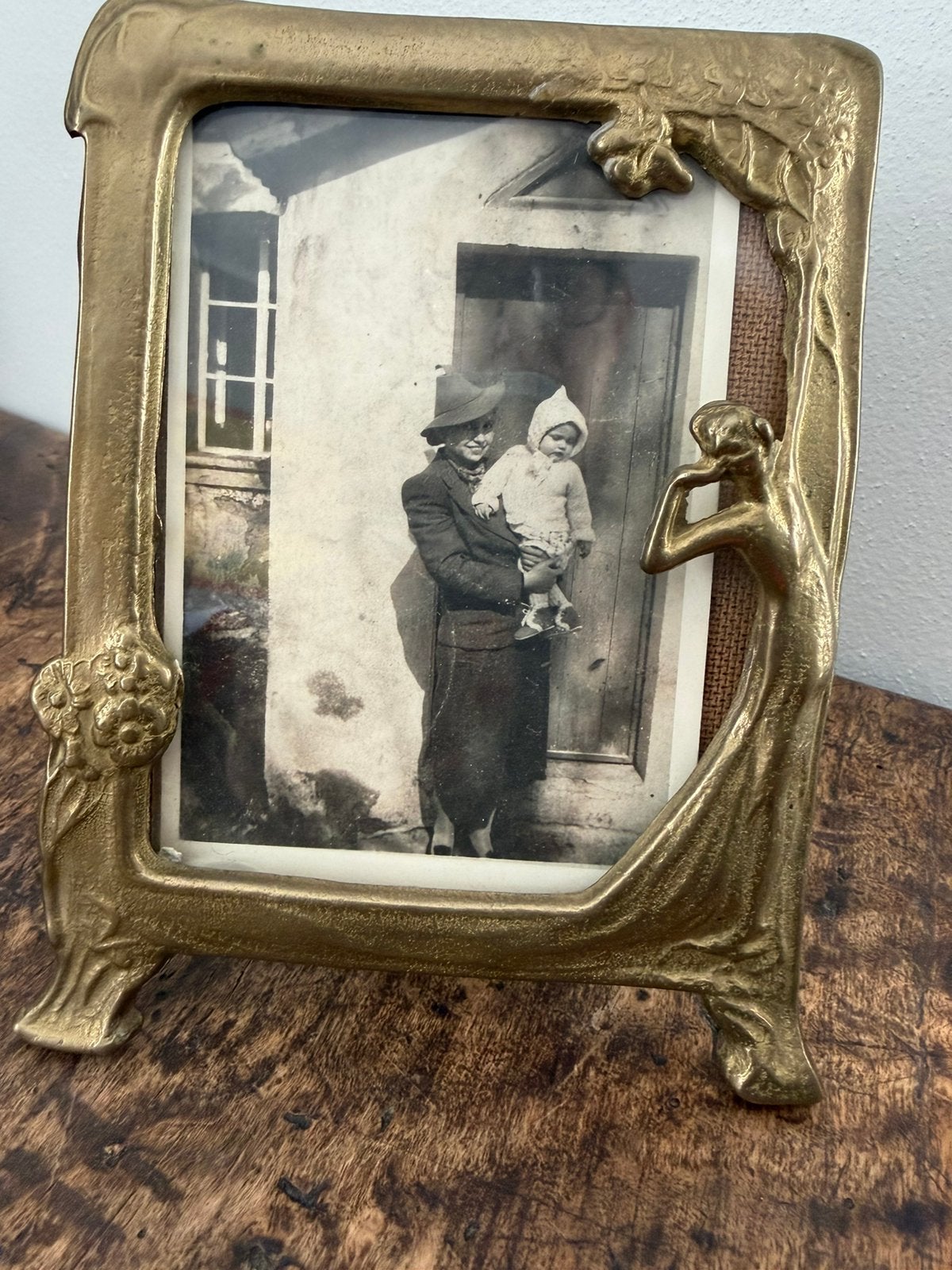 Prachtige vintage Art Nouveau / Jugendstil fotolijst messing, Huis en Inrichting, Gebruikt, Ophalen of Verzenden, Fotolijst, Met afbeelding