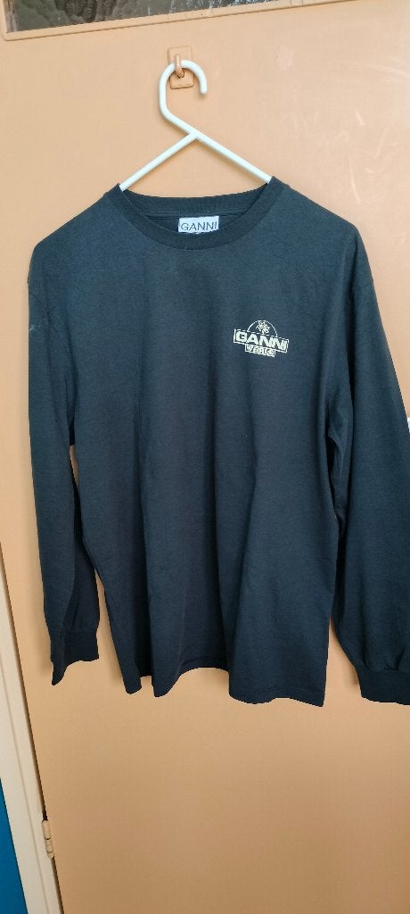 Ganni shirt, Zwart, Ganni, Maat 42/44 (L), Nieuw