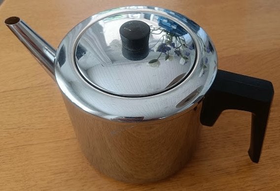 dubbelwandige theepot Bredemeijer, Theepot/fluitketel, Gebruikt, Onbekend, Zilver
