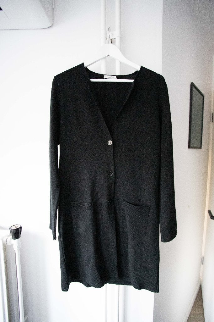 Zwart lang vest Belluna maat M, als nieuw, Maat 38/40 (M), Zwart, Belluna, Ophalen of Verzenden