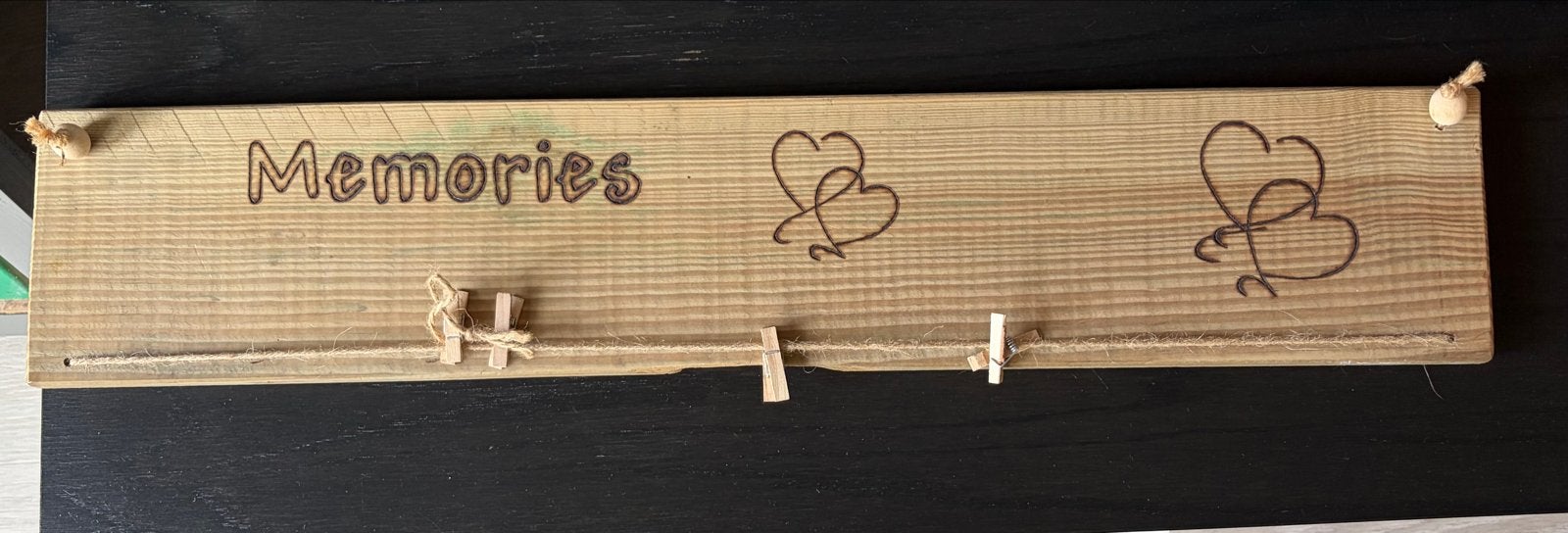 Houten 'Memories' fotohouder met wasknijpers, Ophalen, Hout, Bruin, Landelijk