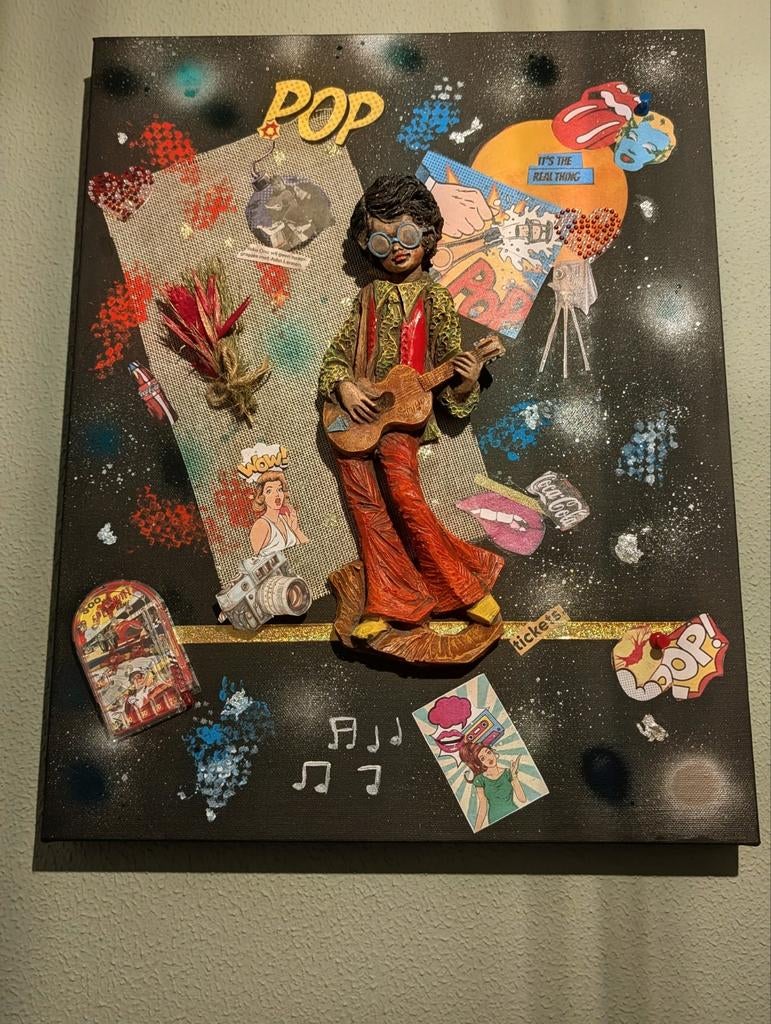 Mixed Media Pop Art, Antiek en Kunst, Kunst | Schilderijen | Modern, Ophalen of Verzenden