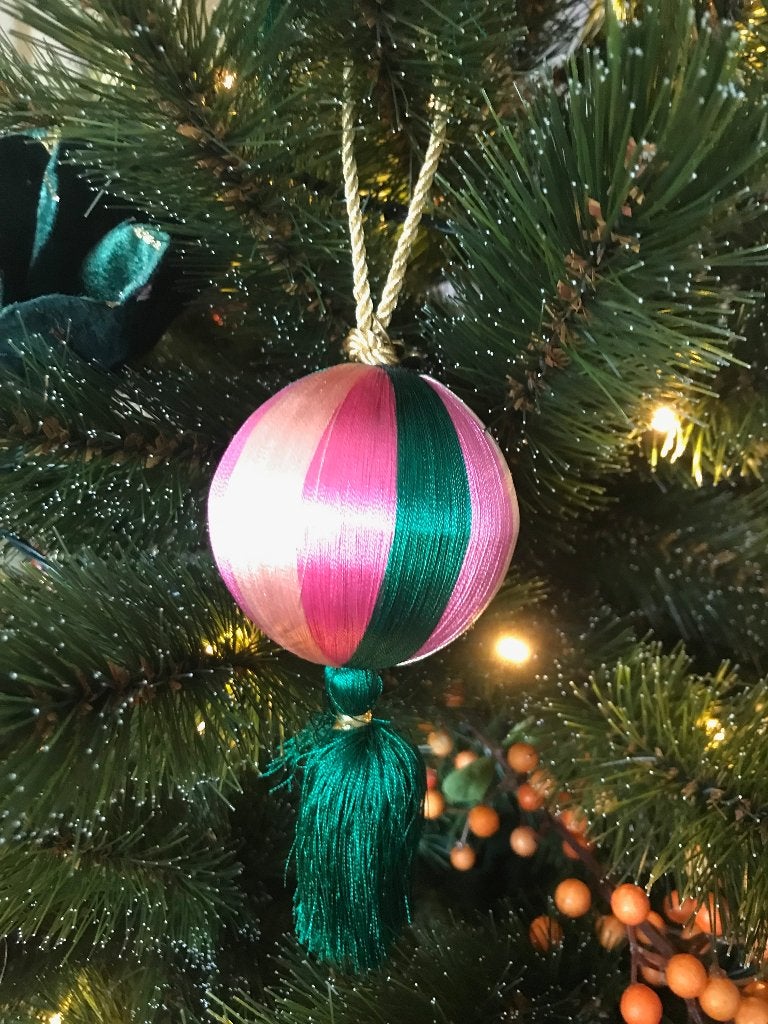 Sissy Boy kerstbal roze groen goud franje, Ophalen of Verzenden, Nieuw