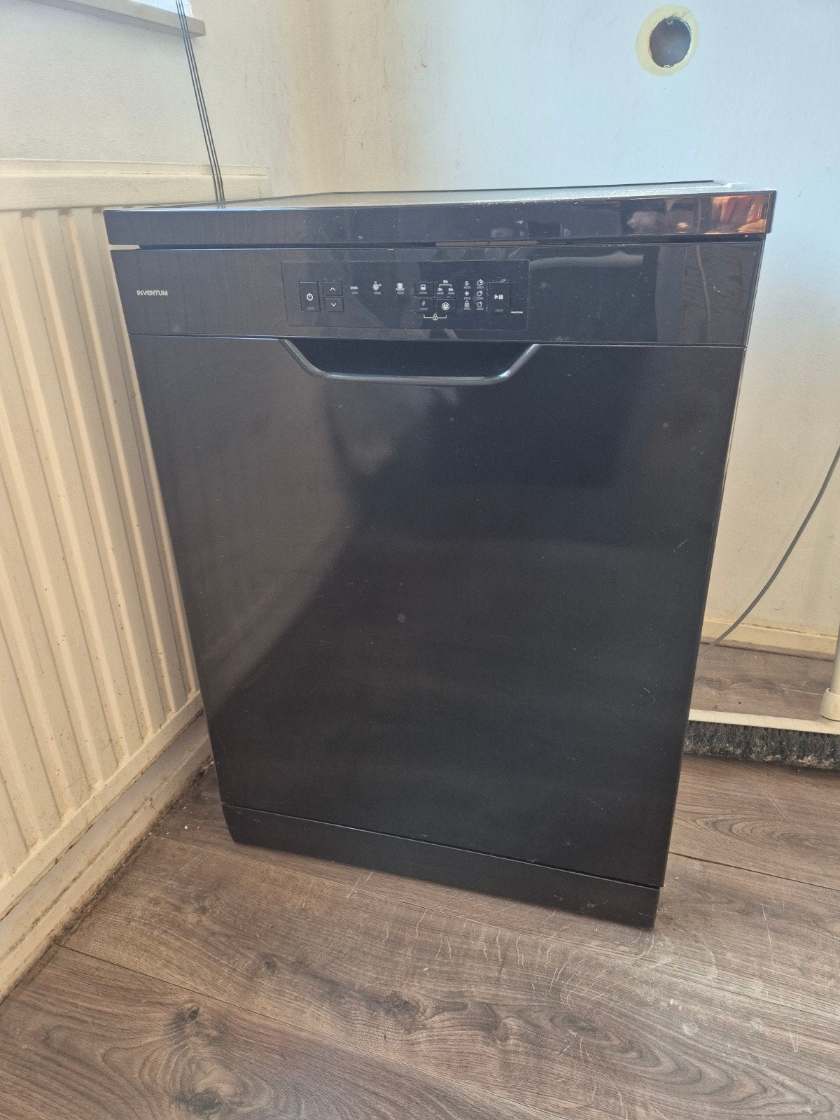 Inventum Vrijstaande Vaatwasser - Zwart, Witgoed en Apparatuur, Vaatwasmachines, Ophalen, Gebruikt, Eco programma, 85 tot 90 cm
