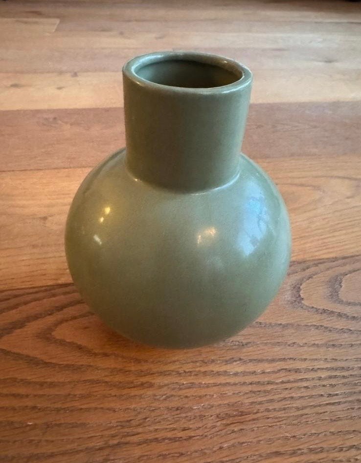 Set van 3 decoratieve vazen: groen, olijfgroen en geel, Ophalen of Verzenden