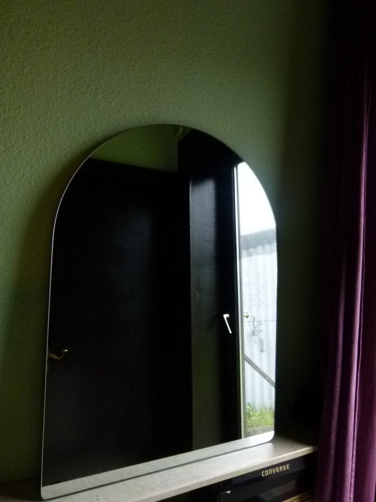 vintage spiegel VEGLA / Saint - Gobain 70er jaren, Huis en Inrichting, Ophalen, Zo goed als nieuw, Minder dan 100 cm, Overige vormen