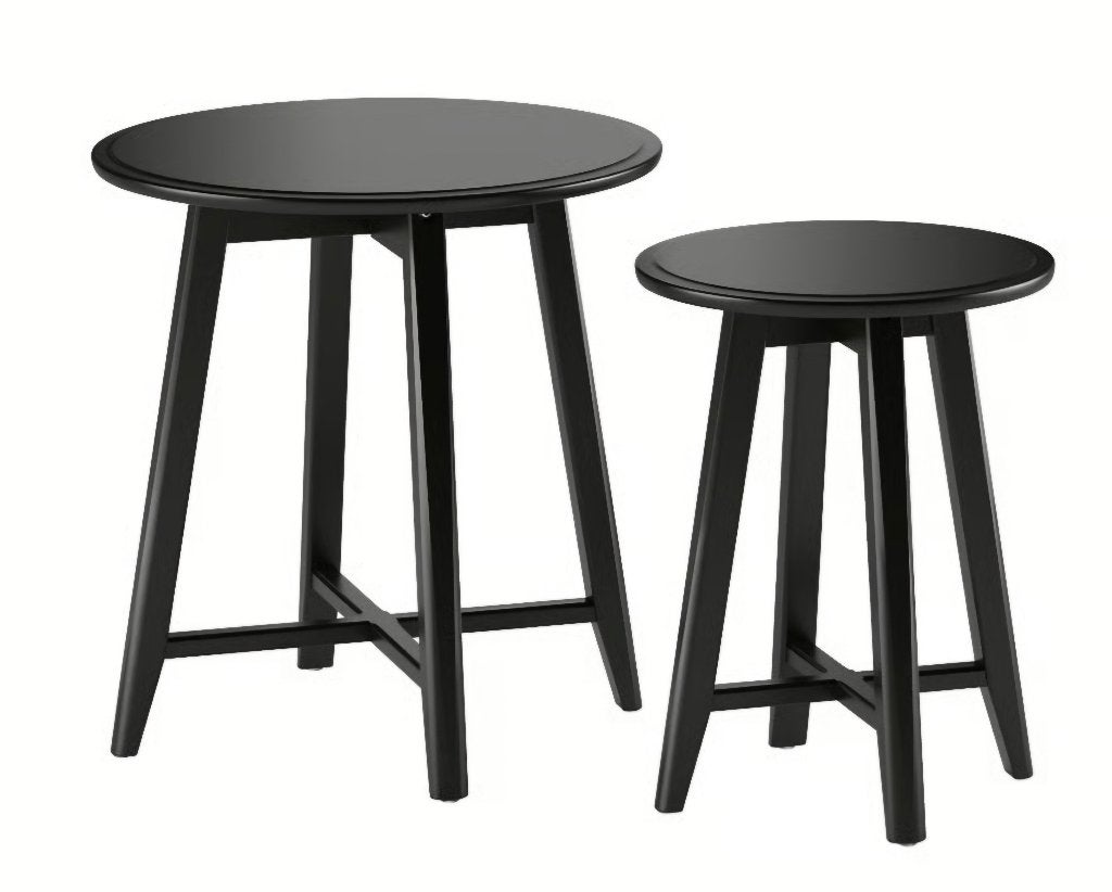 2 zwarte bijzettafeltjes ikea zgan, Minder dan 55 cm, Rond, Zo goed als nieuw, Ophalen