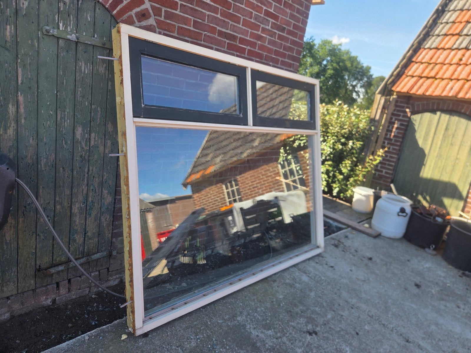 Houten kozijn met dubbel glas - 210x176cm, Ophalen