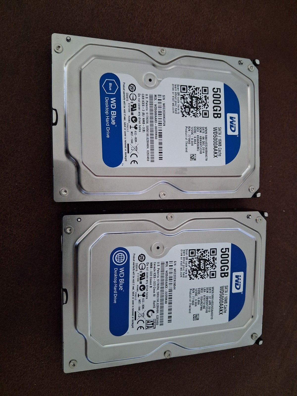 WD Blue 500GB HDD SATA Desktop Harde Schijf (2 stuks), Computers en Software, Harde schijven, Intern, Gebruikt, Ophalen of Verzenden