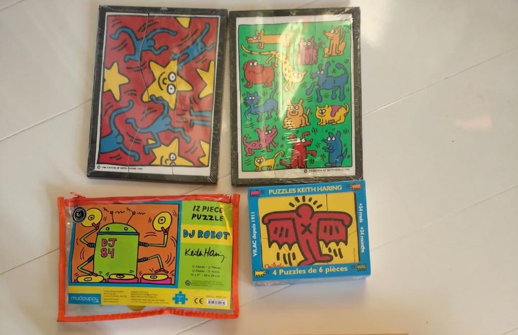 Keith Haring kinderpuzzels collectie (grote stukken !), 10 tot 50 stukjes, Nieuw, Ophalen of Verzenden, Van hout