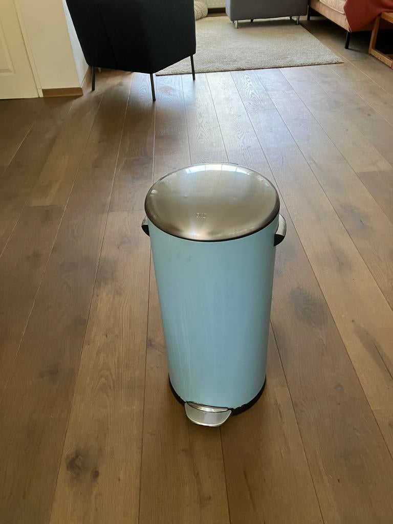 Prullenbak Keuken - Lichtblauw met Pedaal, Ophalen, Gebruikt, Met pedaal, Metaal
