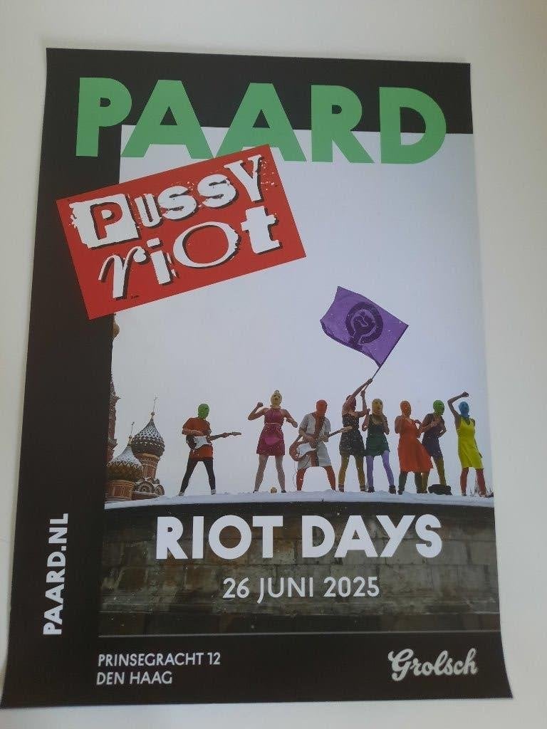 poster PUSSY RIOT 26 juni 2025 RIOT DAYS (tijdens NAVO TOP), Rechthoekig Staand, Nieuw, Ophalen of Verzenden, A1 t/m A3