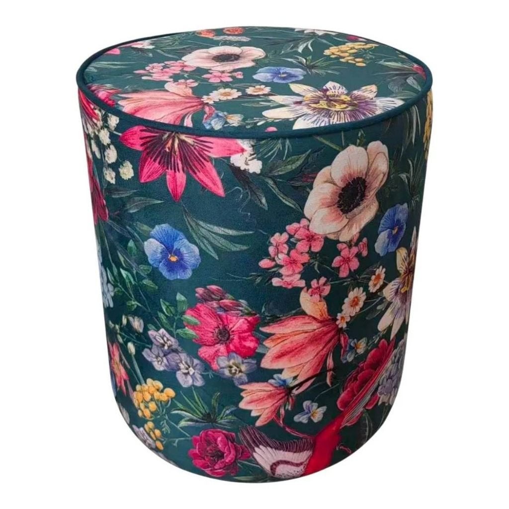 Fluwelen Poef Imelda Blauw - Mars & More, Minder dan 50 cm, Rond, Nieuw, Minder dan 50 cm