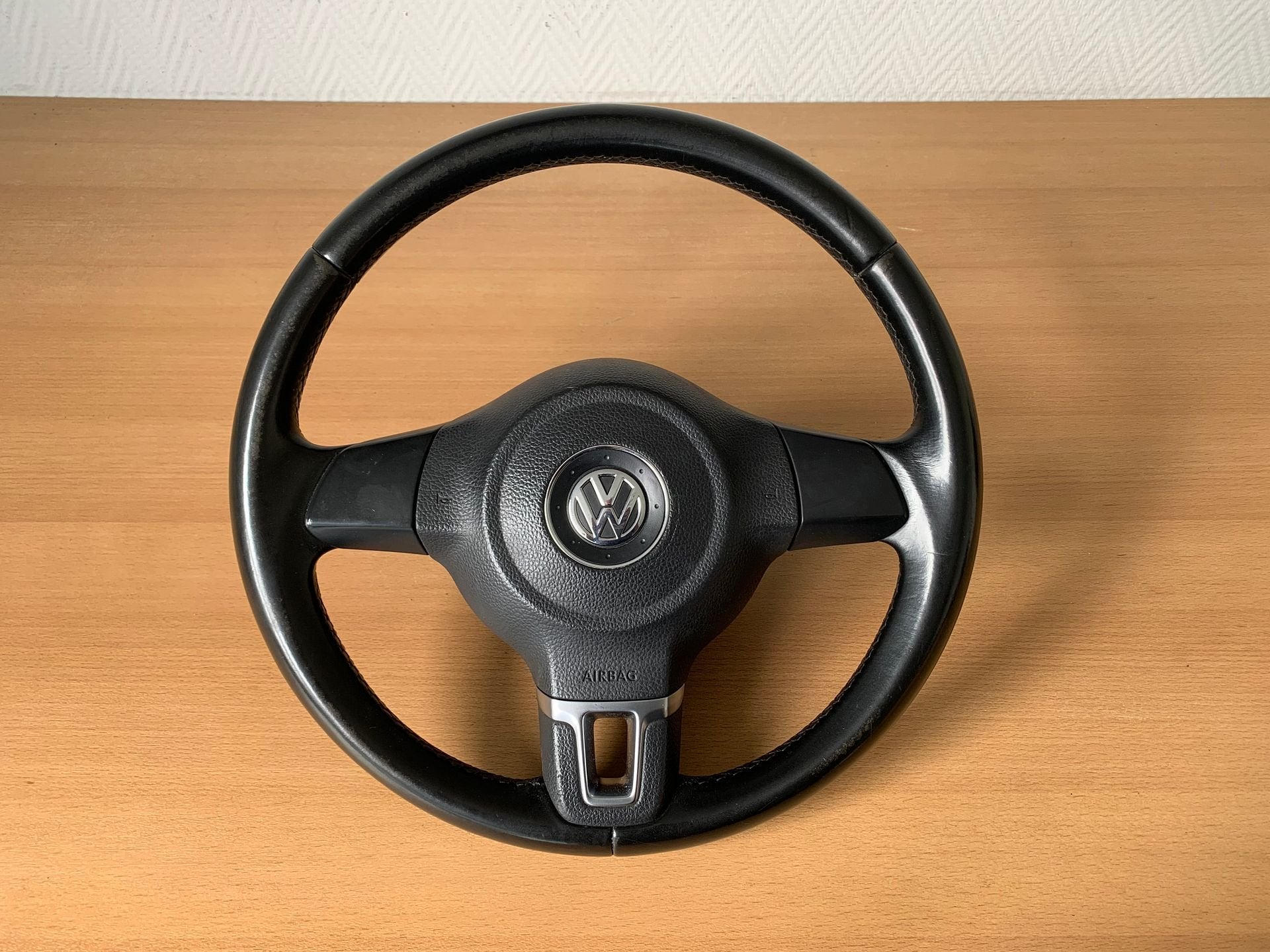 stuurwiel Leer volkswagen polo 6R 2009 tot 2017 met airbag, Gebruikt, -, Volkswagen, -