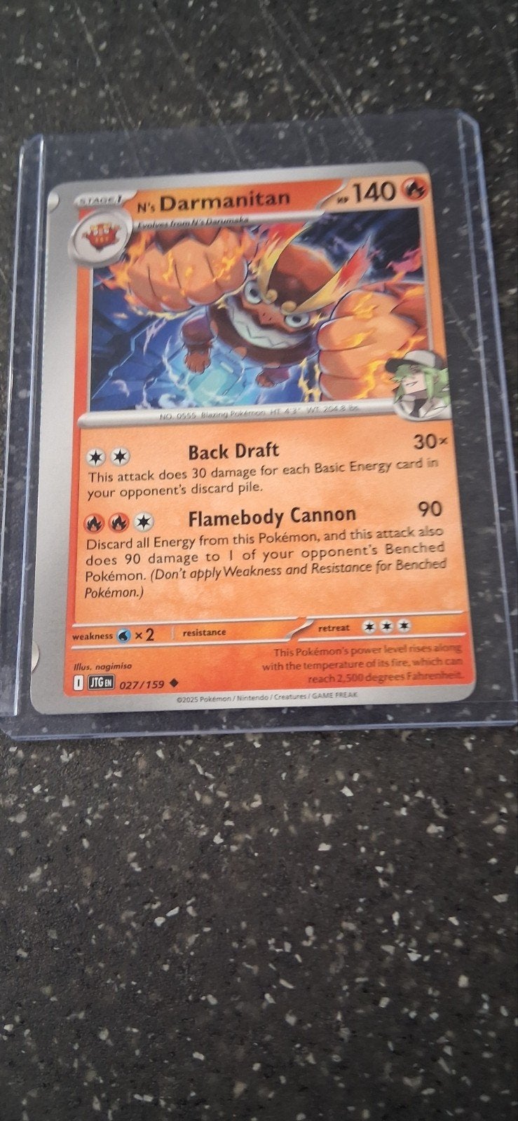 N's Darmanitan 027/159 Foutdruk Pokémon Kaart, Ophalen of Verzenden, Zo goed als nieuw, Losse kaart