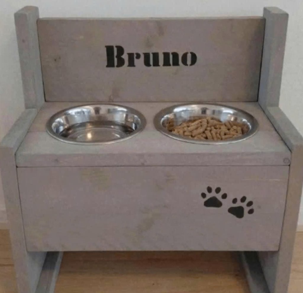 Gratis naam HOND op deze eigengemaakte drink-en voerbakken, Ophalen of Verzenden, Nieuw