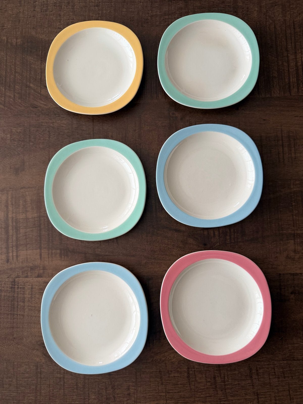 Set van 6  gebakschotels Royal Sphinx - pastelkleuren, Antiek en Kunst, Ophalen of Verzenden