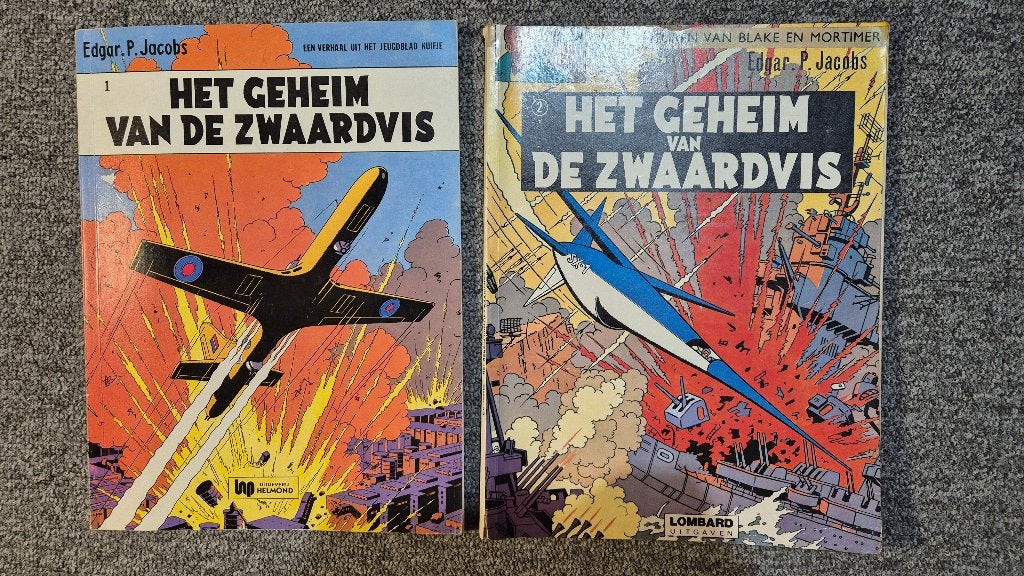 Blake en Mortimer: Het Geheim van de Zwaardvis (deel 1 & 2), Gelezen, Edgar P. Jacobs, Ophalen of Verzenden, Meerdere stripboeken
