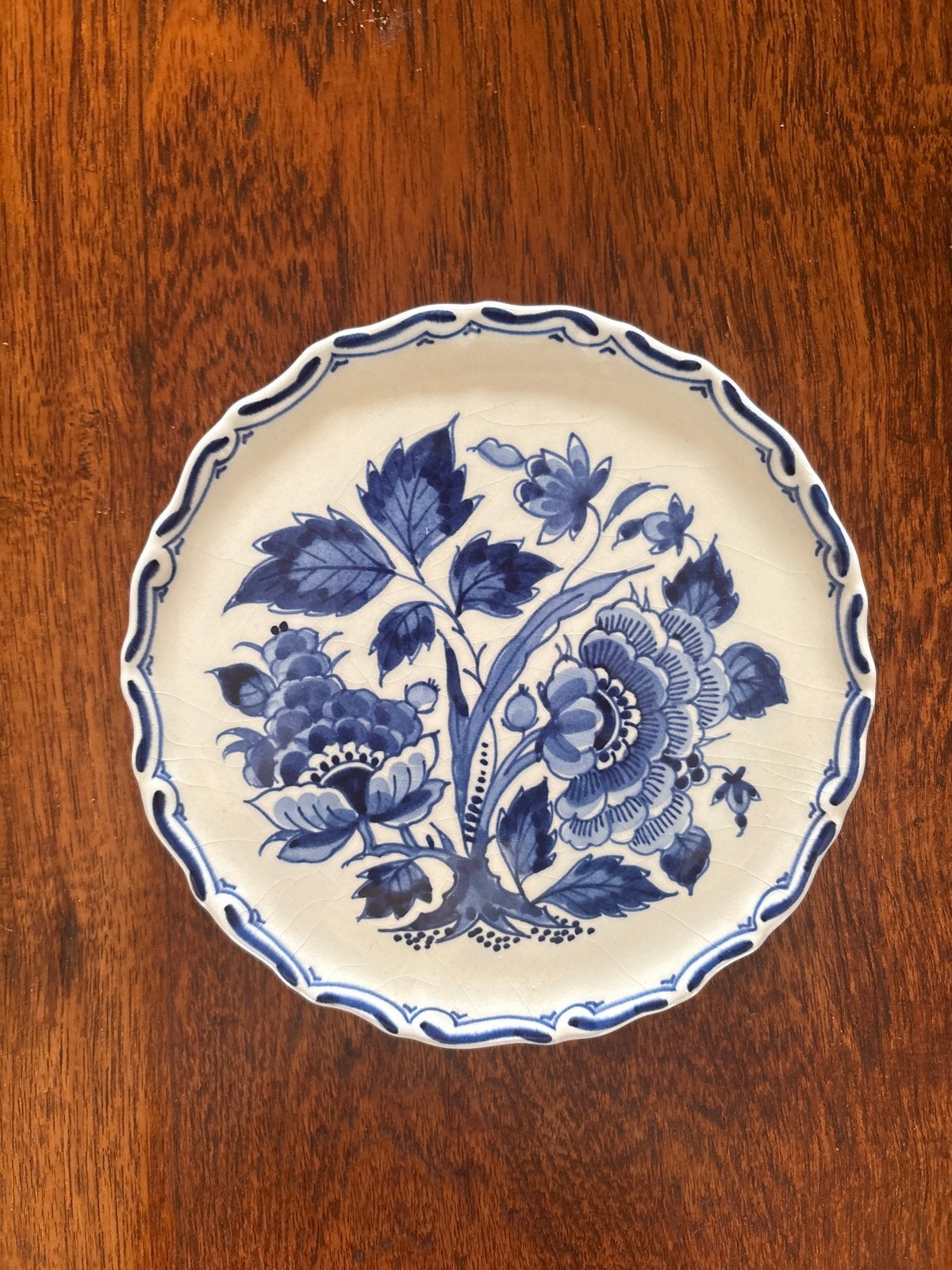 Delfts Blauw Wandbordje - Bloemmotief - 15 cm, Antiek en Kunst, Antiek | Wandborden en Tegels, Ophalen
