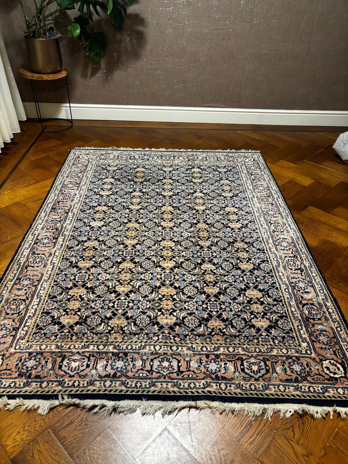 Handgeknoopt Perzisch tapijt 155x210 cm, Huis en Inrichting, Ophalen, Gebruikt, Blauw, 150 tot 200 cm