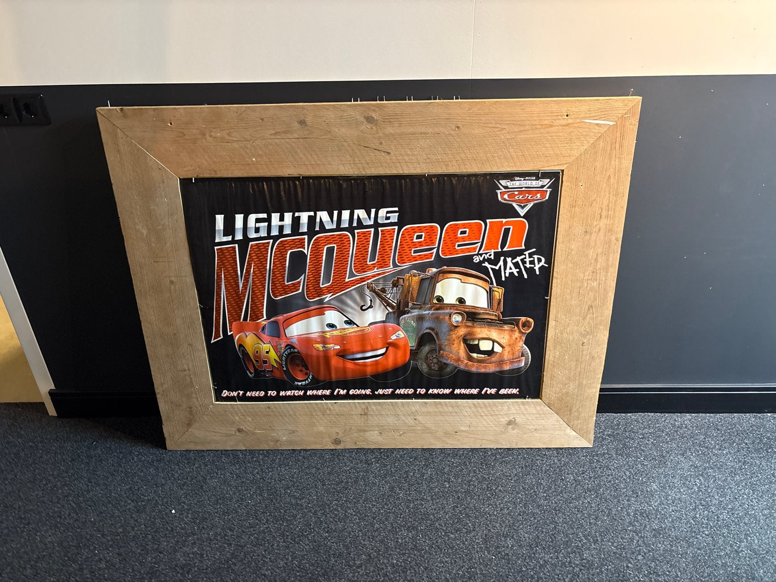 Schilderij / Magneetbord Cars Lightning McQueen & Mater, 50 – 75, Gebruikt, Ophalen of Verzenden, Schilderij