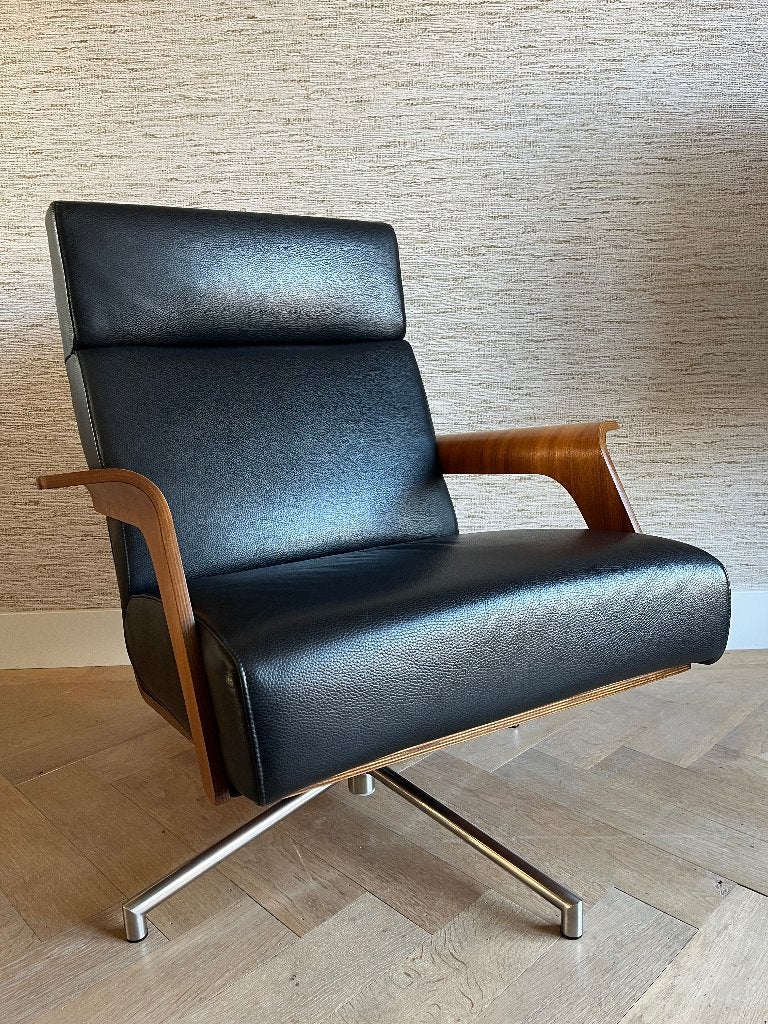 Leren draaifauteuil De Kaap van Harvink, Huis en Inrichting, Ophalen, Minder dan 75 cm, Zo goed als nieuw, 75 tot 100 cm