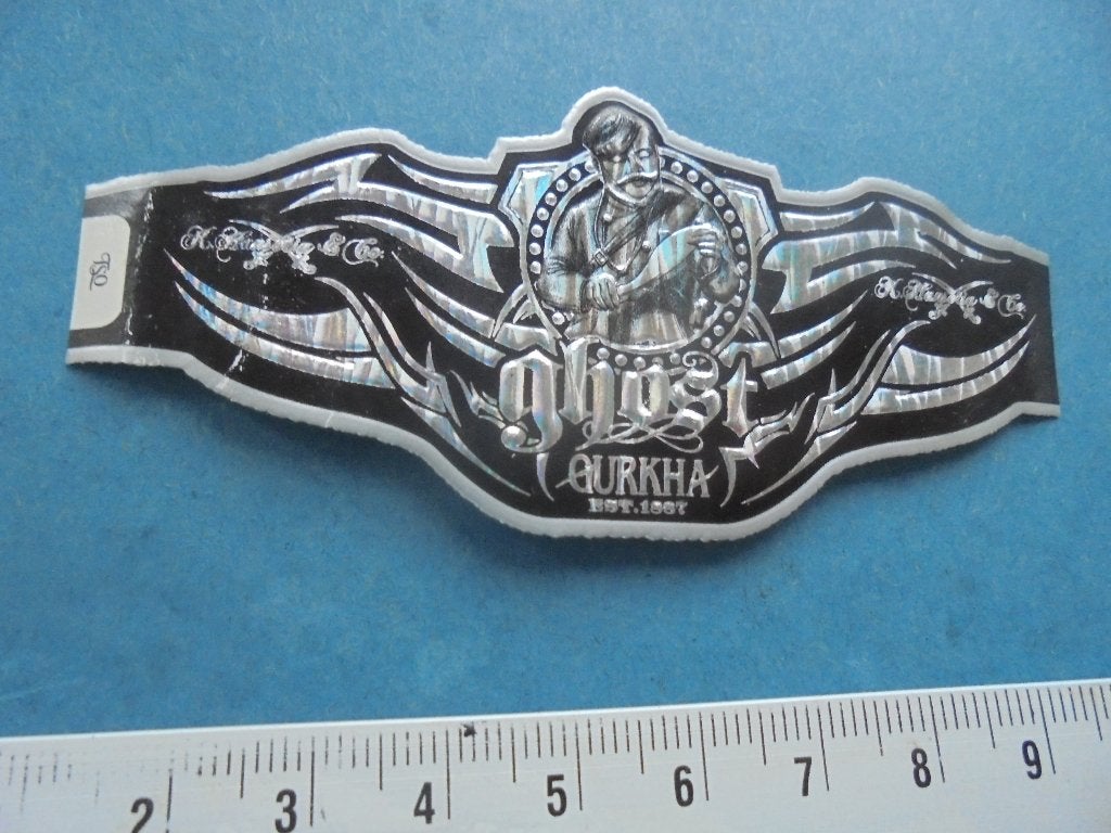 Sigarenband GHOST Gurkha met man met mes, Ophalen of Verzenden, Zo goed als nieuw, Sigarenbandjes