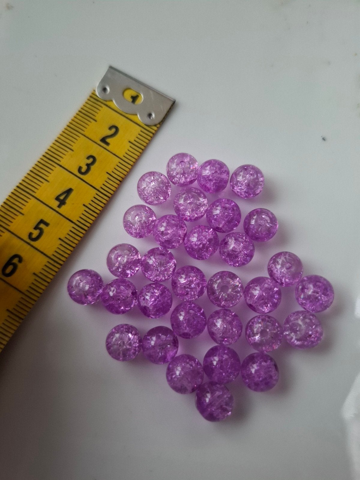 31 stuks 8 mm glaskralen crackle paars kralen partij, Kraal, -, -, Nieuw