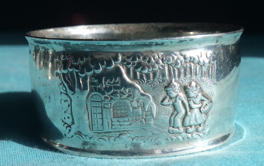 ZILVER SERVETRING GERO HANS EN GRIETJE SPROOKJ GEORG NILSSON, Antiek en Kunst, Verzenden