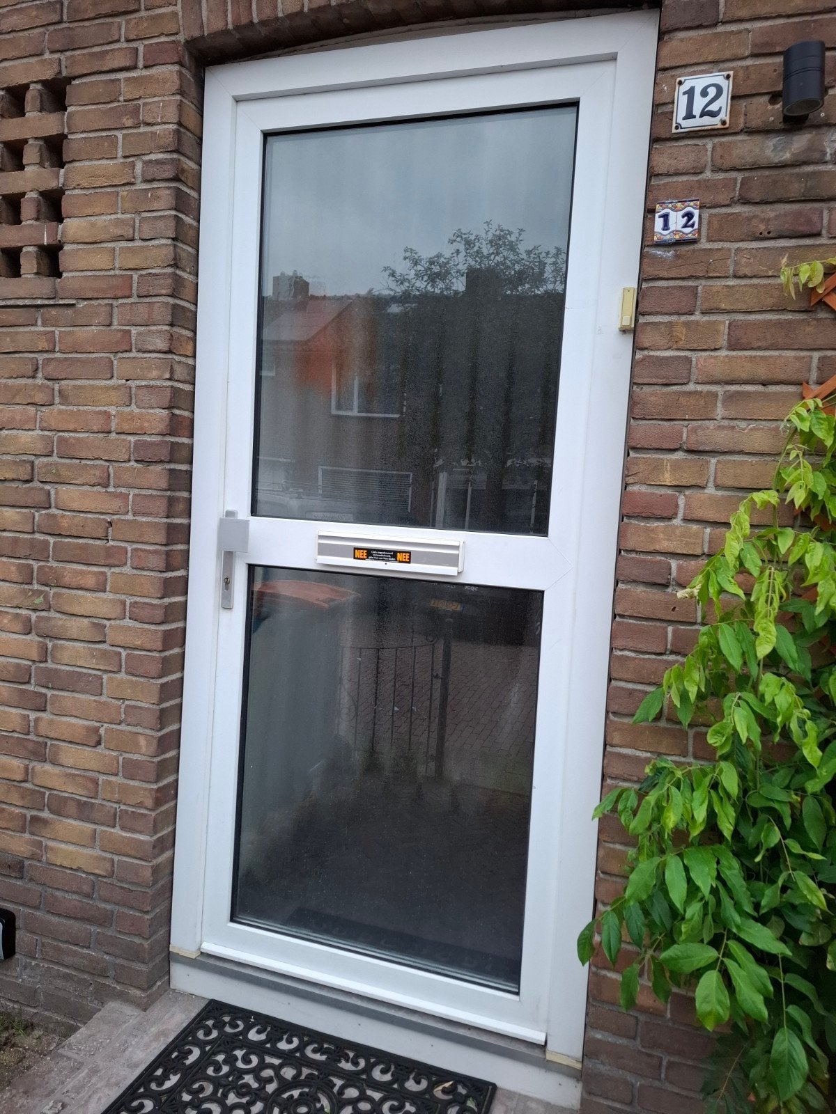 Witte kunststof buitendeur met glas, Ophalen, Gebruikt, 80 tot 100 cm, Buitendeur