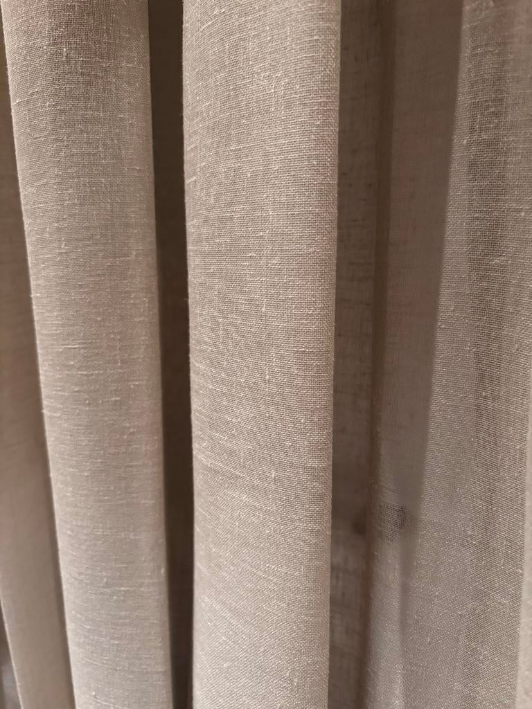 200 x 262 hg gordijn met linnen structuur en wave plooi, Ophalen of Verzenden, Nieuw, Beige, 200 cm of meer