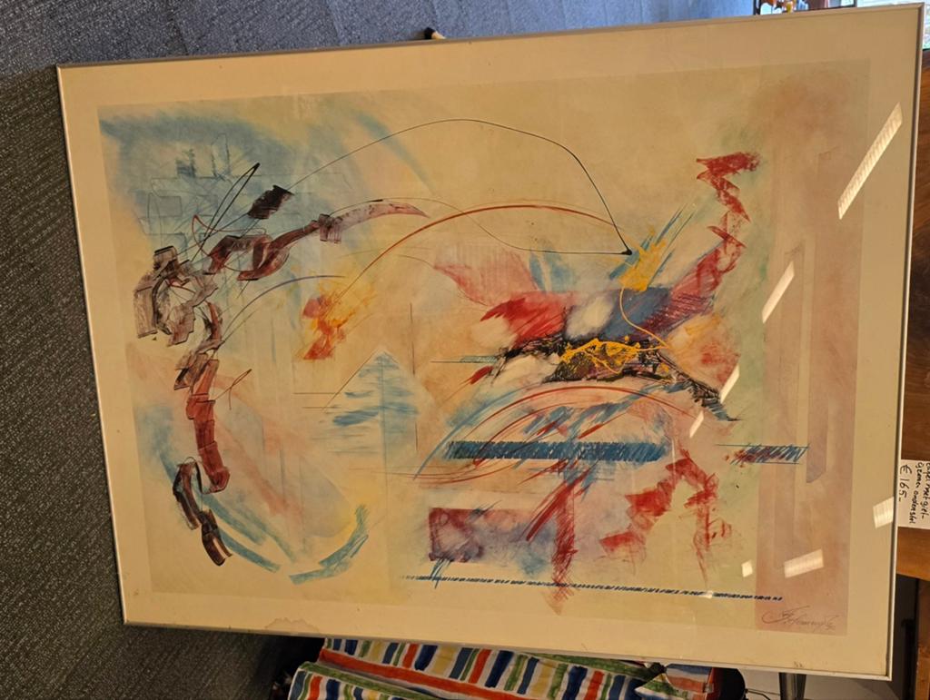 Abstracte kunst Adrian Hemming 90 schilderij, Ophalen