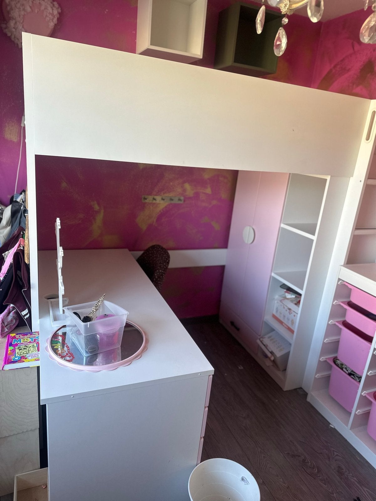IKEA Stuva Hoogslaper met bureau en kast - Meisjeskamer, Ophalen, Gebruikt, Eenpersoons, 200 cm