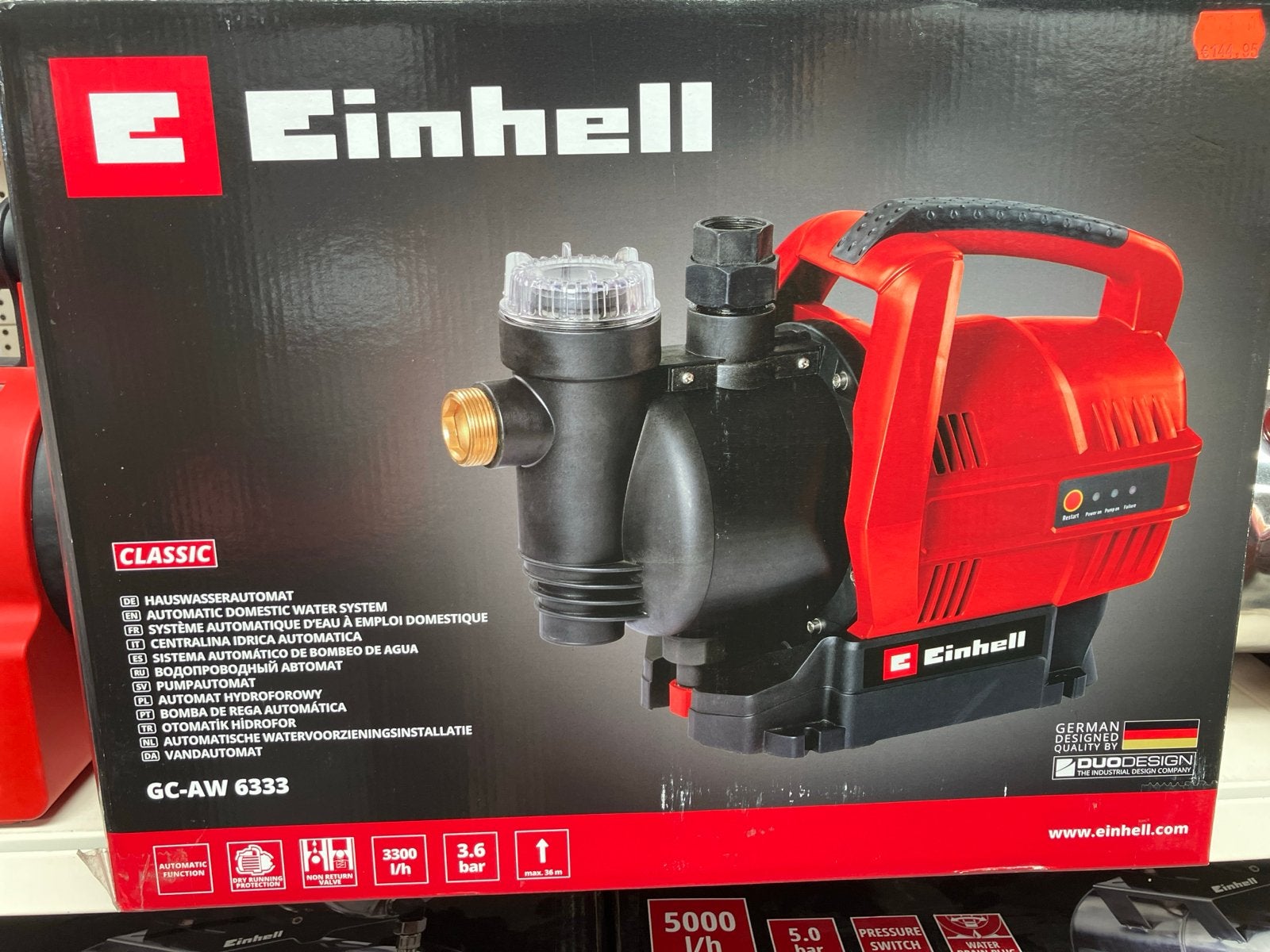 Einhell GC-AW 6333 Automatische Waterpomp - Nieuw, Tuin en Terras, Ophalen of Verzenden, Nieuw, Elektrisch, Hydrofoorpomp