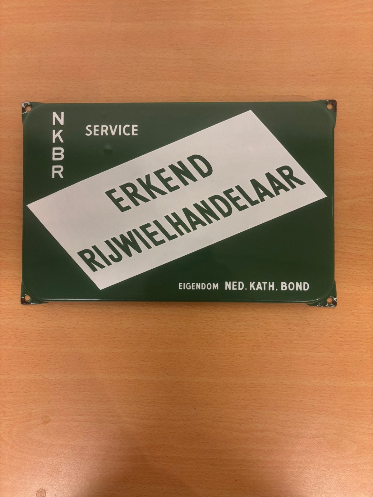 Emaille bord erkend rijwielhandelaar, Ophalen of Verzenden, Zo goed als nieuw, Reclamebord