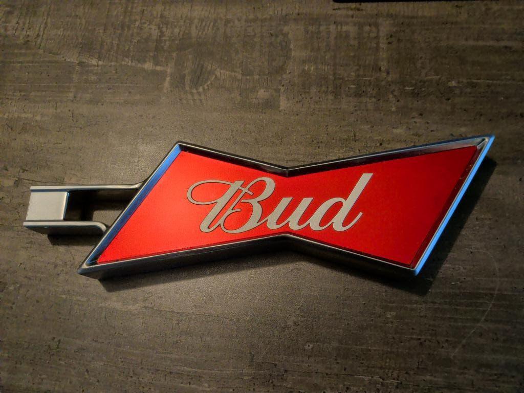 taphendel Amerikaans biermerk Bud - Budweiser, Verzamelen, Biermerken, Zo goed als nieuw, Reclamebord, Plaat of Schild, Overige merken